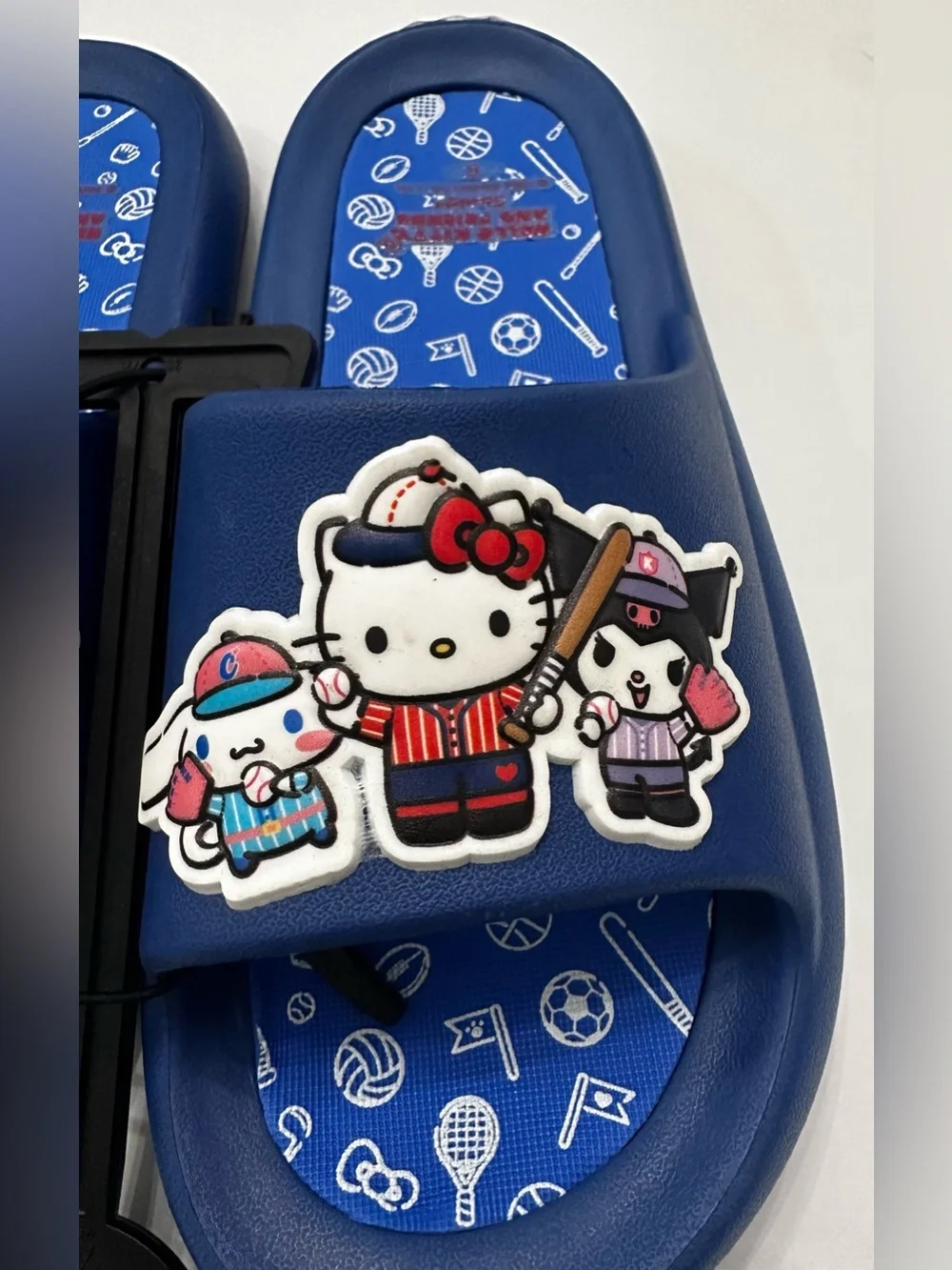 New Hello Kitty and Friends Kids Licensed Blue Slides Baseball Theme Kids Size 6